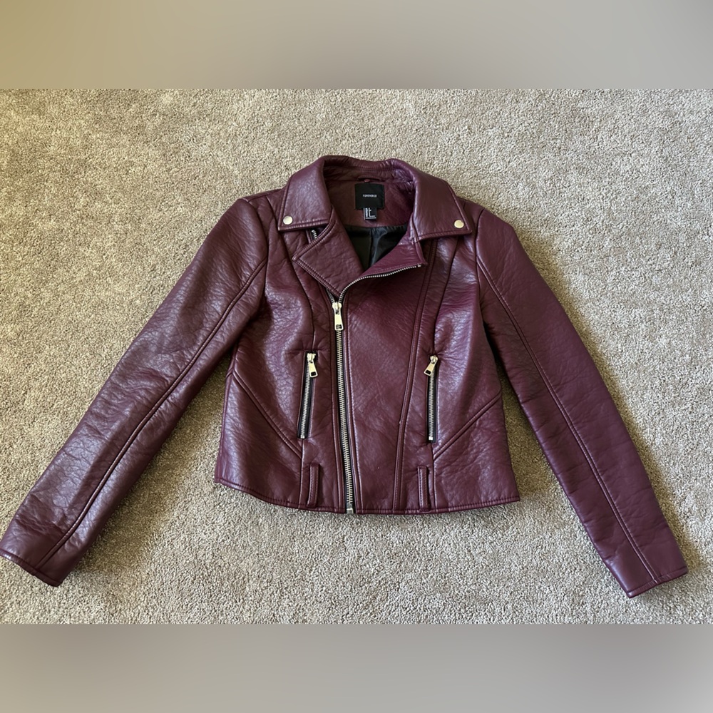 Women's Burgundy Leather Jacket